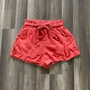 Coral Flowey American Eagle Shorts Detached Tie Piece